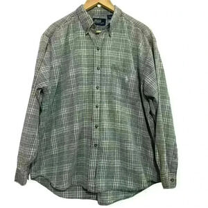 Polo by Ralph Lauren gray plaid men’s button-down casual shirt. Size large.